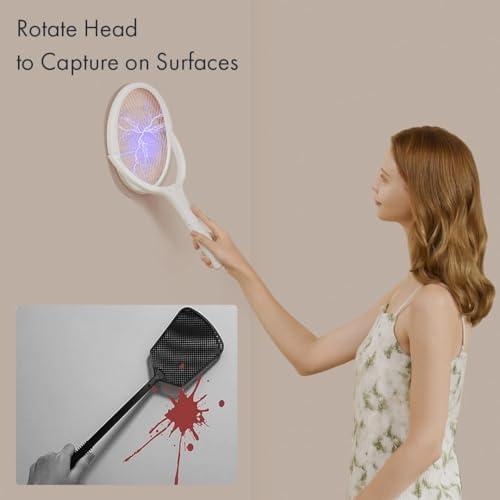  GeckoMan Rechargeable Electric Mosquito Racket per Uso Familiare in Esterno
| Rotante Rotating Head per Eliminazione Mo