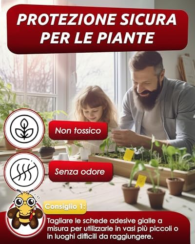  PIC Fly Trap - 60 x mosce atrappatrici a casa, efficace contro le pulci del letto, fogli retrattilari gialli doppio lat