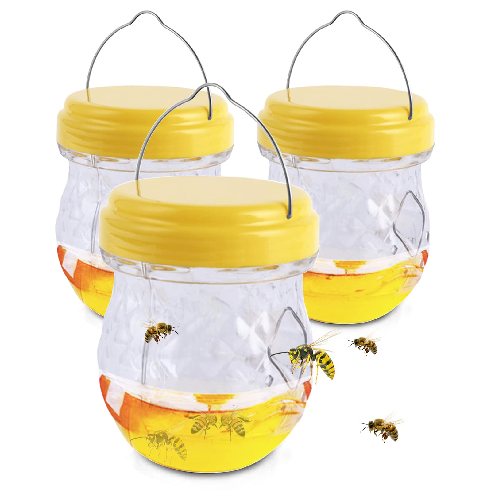  Trappista api e vespe 3 pezzi, trappola per vespe da boccetta, trappola per zanzare frutticole, zanzariera indoor per g